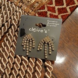 Claire's Gold Crystal Cascade Earrings